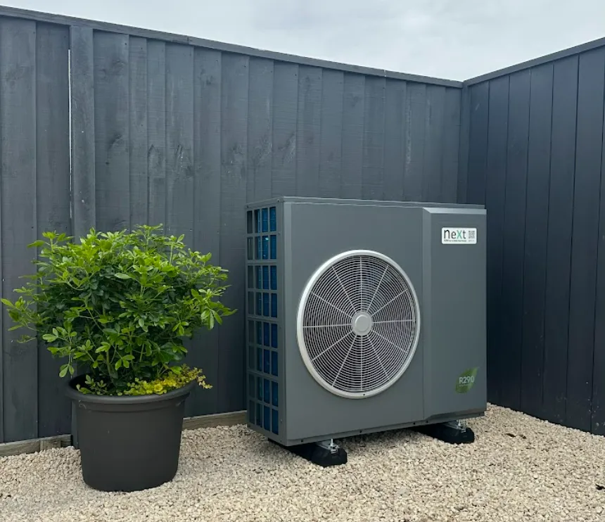 Air to water heat pump installed in a residential NZ property